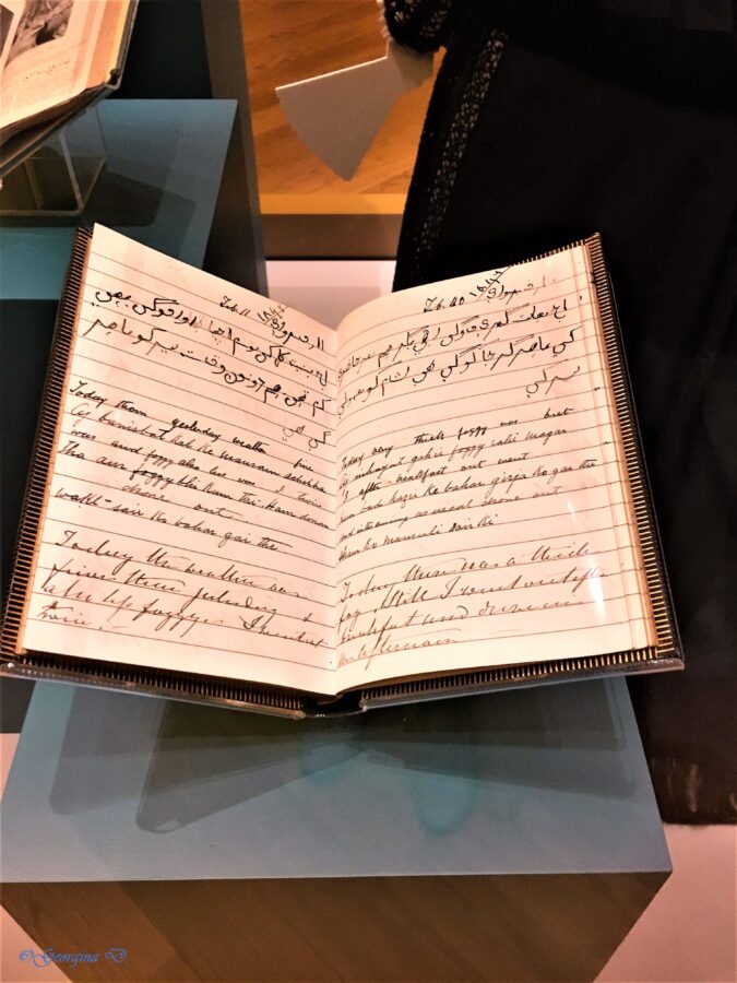 Queen Victoria’s personal diary with handwritten inscriptions in Urdu, displayed at Kensington Palace in the Victoria: Woman and Crown exhibition.