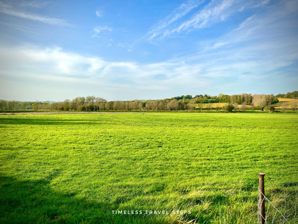 Peaceful green countryside viewed from a Bodiam bridleway in East Sussex, with rolling fields and open rural scenery | by Georgina