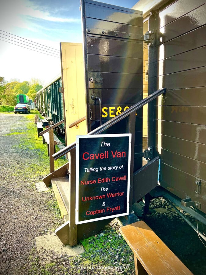 Entrance to the Cavell Van exhibition at Bodiam Railway Station, Kent and East Sussex Railway