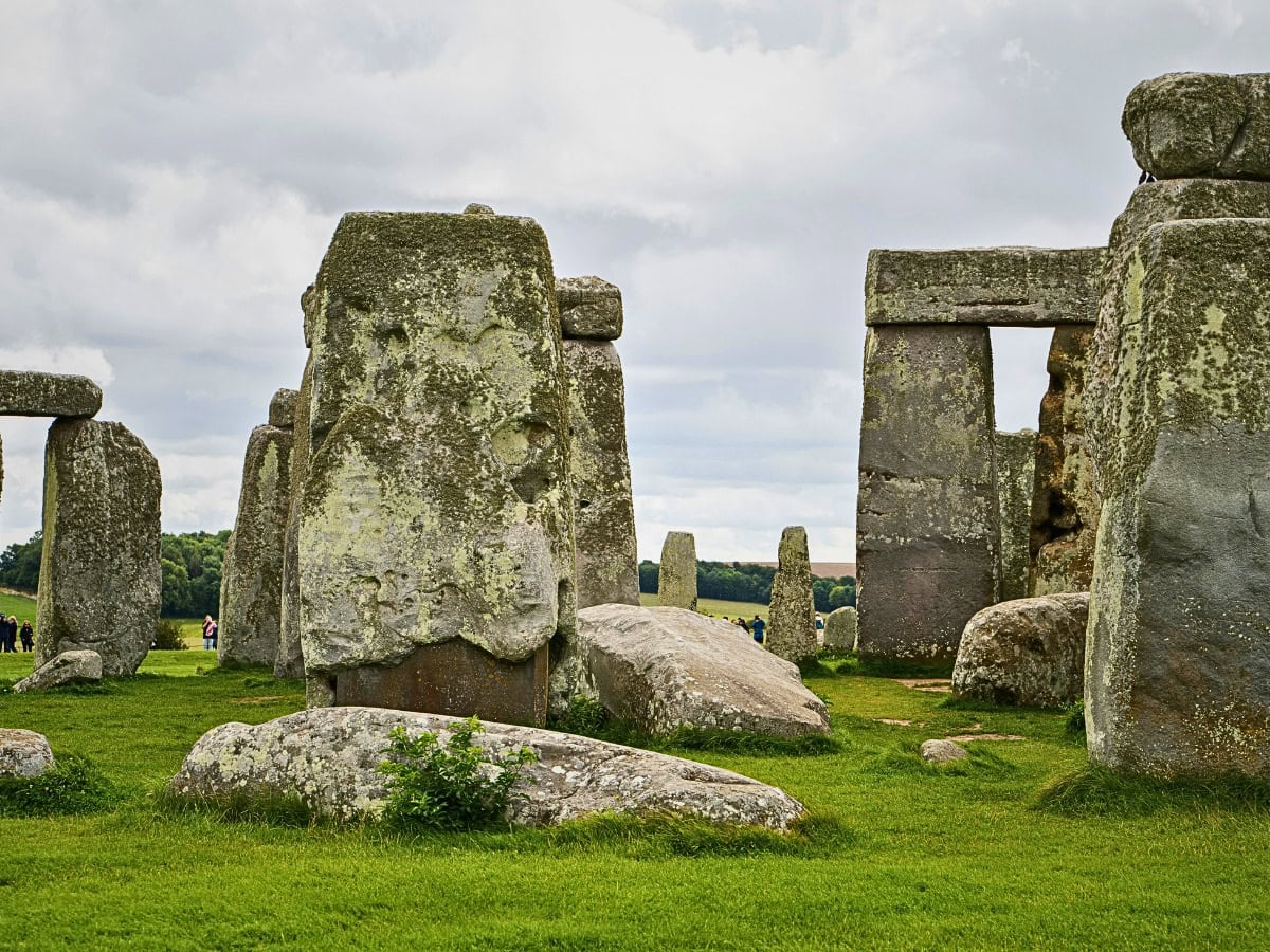 Detailed look at the towering stones of Stonehenge, showcasing the prehistoric architecture and engineering marvel.