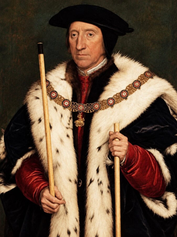 Thomas Howard, 3rd Duke of Norfolk, Anne Boleyn’s uncle, wearing Tudor robes with an ermine collar and ceremonial insignia.